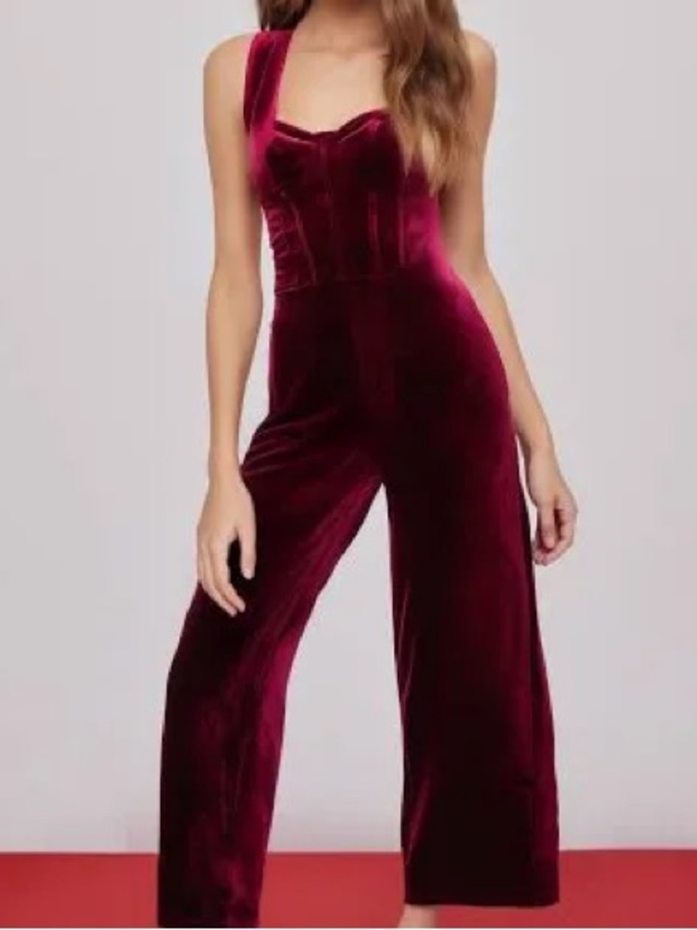Cider Velvet Burgundy Wide-Leg Jumpsuit - Women